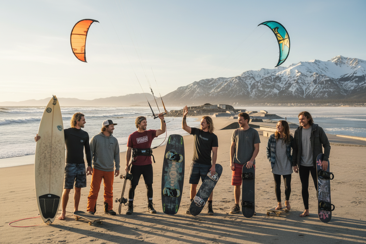 Photo réaliste communauté sports de glisse réunis