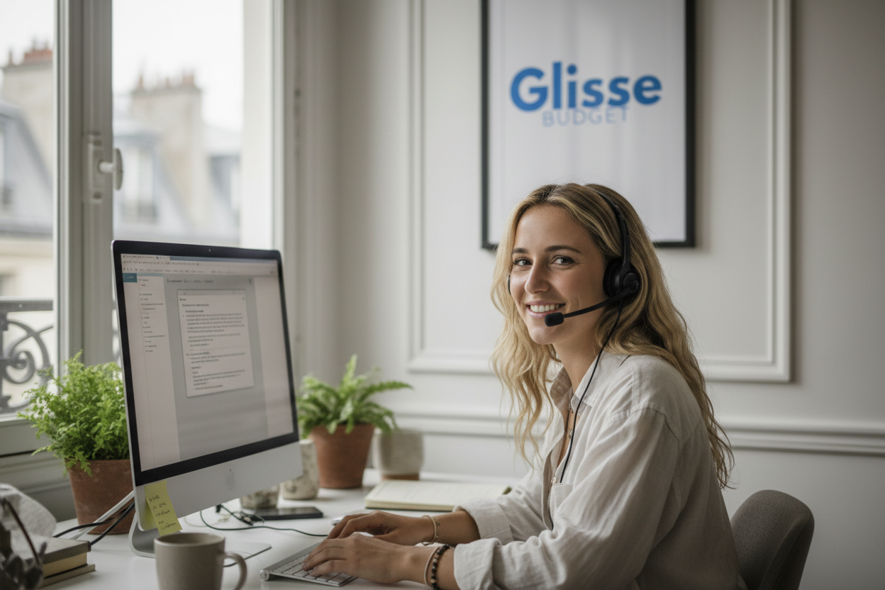 Service client avec logo Glisse Budget